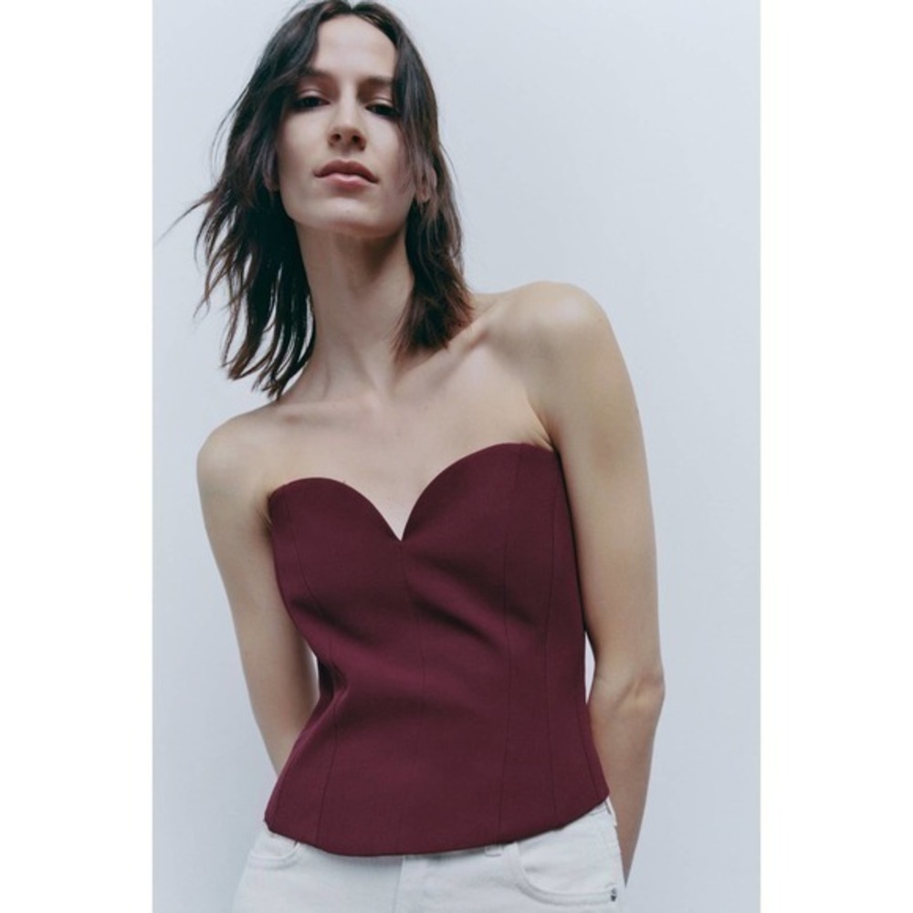 ZARA Sweetheart neckline bustier wine color 2439/707